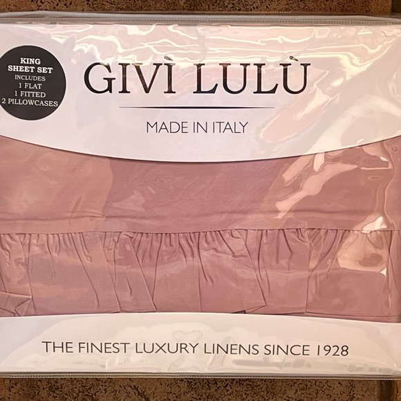 Givi Lulu Cotton Percale Sheet Set - KING SIZE  Italian luxury (MAUVE) - Picture 10 of 11